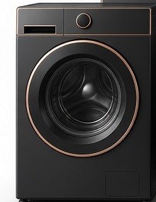 Lave-linge hublot noir mat à liseré cuivre